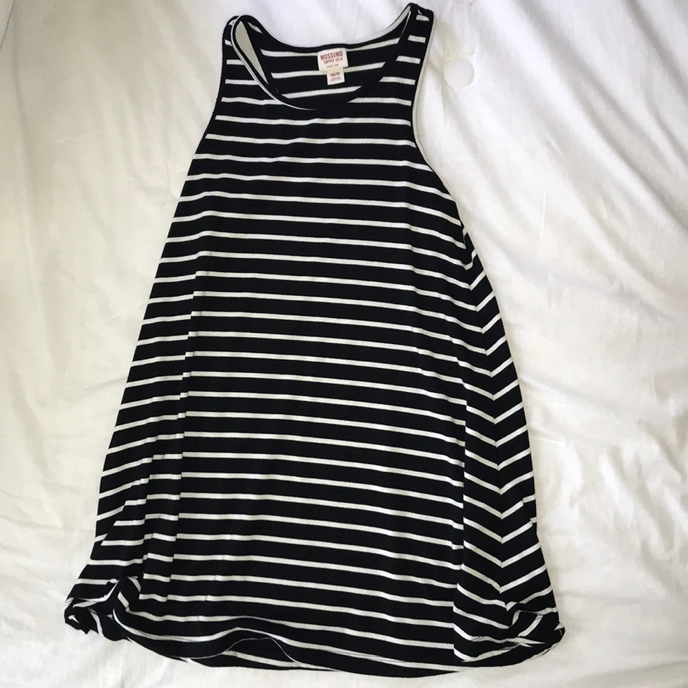 black stripped shift dress